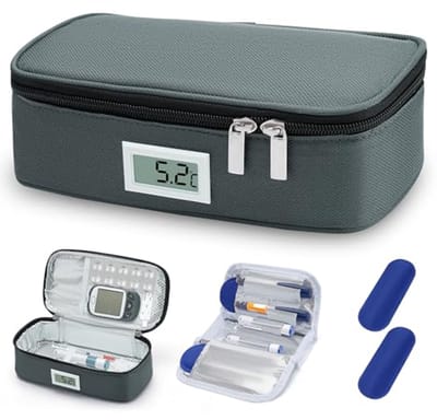 Insuline Koeltas met Temperatuurweergave - Draagbare Reisoplossing voor Diabetici, Inclusief 2 Koelgelpakketten