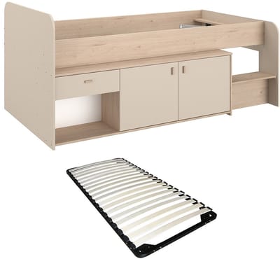 Vente-unique Halfhoogslaper hout beige 90 x 190 cm, 90 x 200 cm
