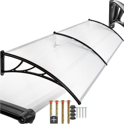 tectake® Deurluifel - Transparant - Luifel Voordeur - Polycarbonaat Dakpaneel - Weerbestendig Afdak voor Deur, Ramen en Etalages - Eenvoudige Montage met Kunststof Dragers - Modern Design - 300x93 cm
