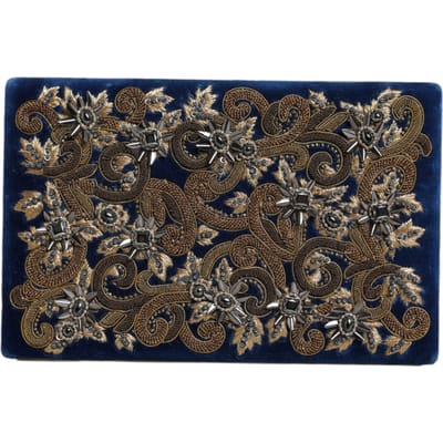 Blauwe Fluweel Gouden Frame Clutch Avondfeest Handtas Tas