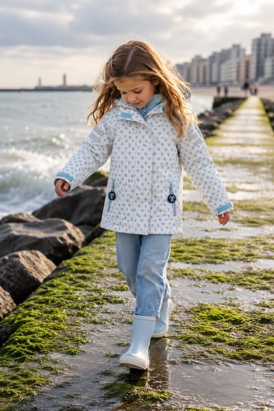 Ducksday - Winterjas - Kinderen - Uitneembare Fleece jas - Waterdicht - Ademend - 3 in 1 - Winterjas - Unisex - Wit - Lichtblauw- Jackie - Maat 92/98 - 2 jaar