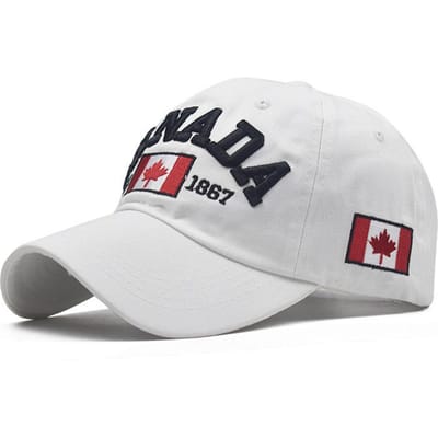 CANADA Geborduurde Baseballpet met Esdoornbladpatroon, Veelzijdige Stijl voor Mannen en Vrouwen, Zonnebrand voor Reizen Adjustable white