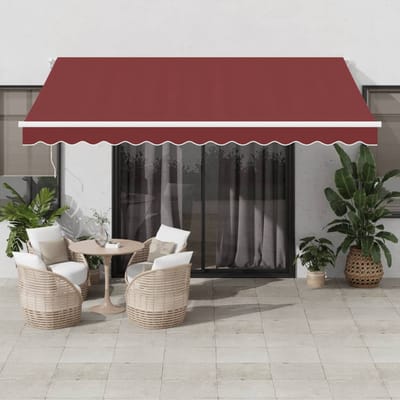 vidaXL - Luifel - automatisch - uittrekbaar - met - LED - 400x350 - cm - bordeauxrood