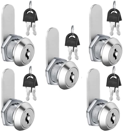 Dailygoods- Brievenbusslot 20 mm - Kastslot - Meubelslot - Kastsleutel - 5 Camsloten - 10 Sleutels - Zinklegering