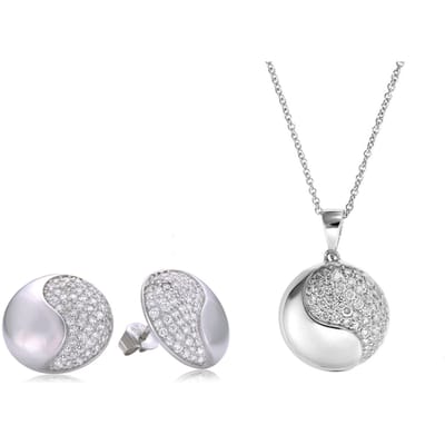 Orphelia Dames 925 Sterling Zilveren Set: Ketting-Pendant + Oorbellen - Zilver SET-5968