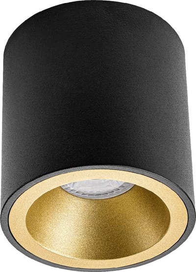 Opbouwspot GU10 - Proma Cliron Pro - Opbouw Rond - Mat Zwart/Goud - Aluminium - Verdiept - Ø90mm