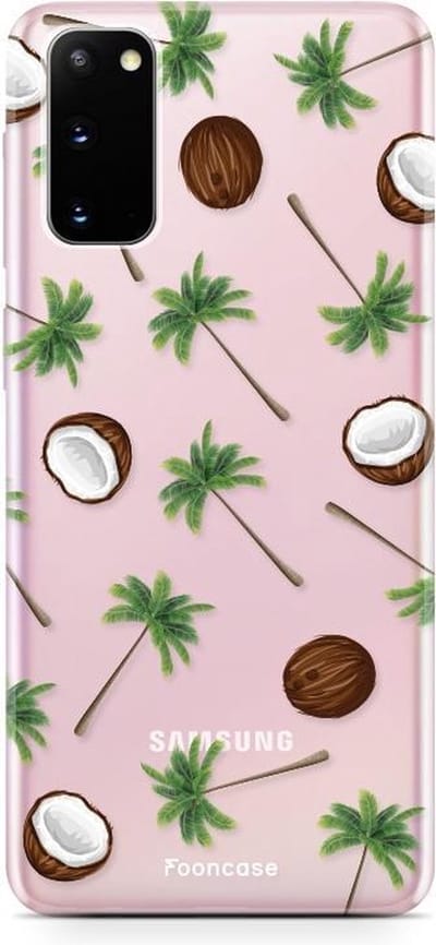 Fooncase Hoesje Geschikt voor Samsung Galaxy S20 - Shockproof Case - Back Cover / Soft Case - Coco Paradise / Kokosnoot / Palmboom