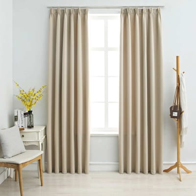 Vidaxl Verduisterende Gordijnen met Haakjes, 2 St., Beige, 140X255 Cm