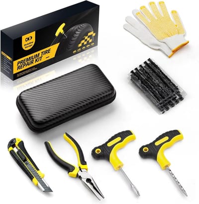 Bandenreparatieset - Noodset - Onderweg - Compleet 27-delig - 20 Koorden - Universeel