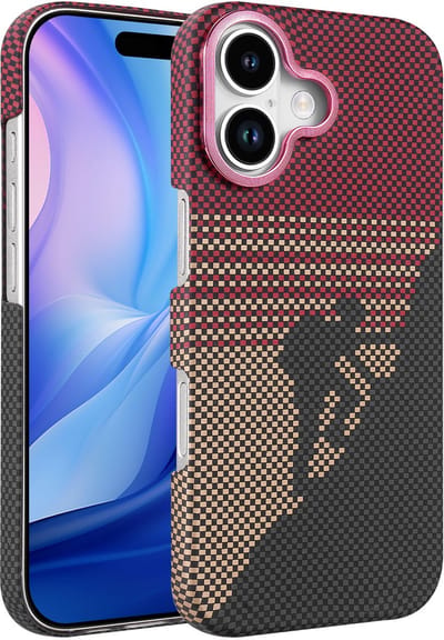 Hoesje Geschikt voor iPhone 17 Hoesje Rood - Carbon Hoesje Geschikt voor MagSafe iPhone 17 - Shockproof Back Cover