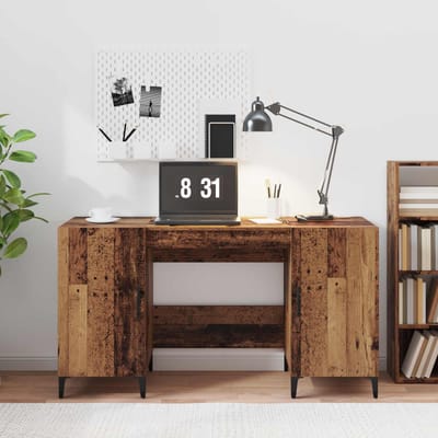 vidaXL - Bureau - Oudhout - Bewerkt - hout - 140 - x - 50 - x - 75 - cm