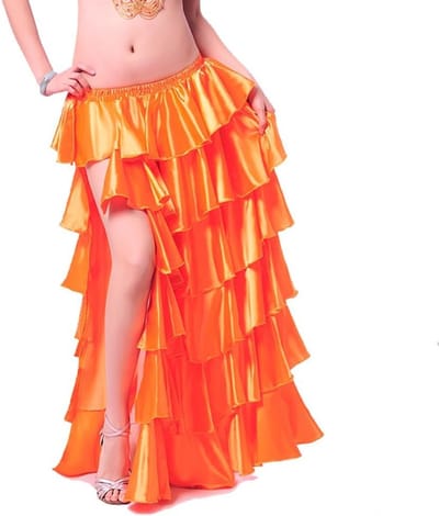 Elegante Lange Satijnen Rok voor Buikdansers - Oriëntaals Danskostuum voor Vrouwen met Stijlvolle Designs en Comfortabele Pasvorm