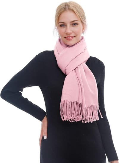 Dames sjaal Winter Herfst – Warme Zachte Omslagdoek Shawl – 70 x 200 cm , lichtroze