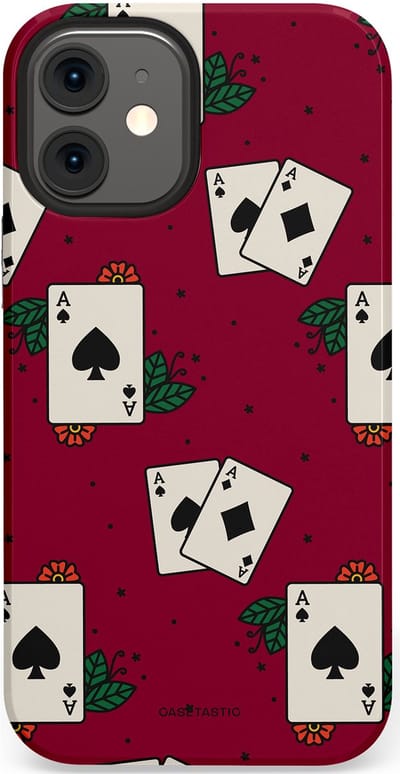 Casetastic Hoesje Geschikt voor Apple iPhone 12 Mini - Stijlvolle Beschermende Duo-layer Case - Casino Aas