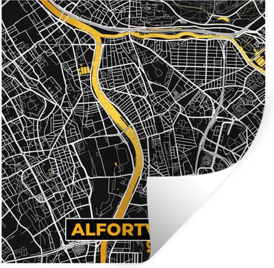 Muurstickers - Sticker Folie - Alfortville – Plattegrond – Frankrijk – Kaart – Stadskaart - 100x100 cm - Plakfolie - Muurstickers Kinderkamer - Zelfklevend Behang XXL - Zelfklevend behangpapier - Stickerfolie