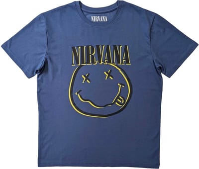 Nirvana - Inverse Happy Face Heren T-shirt - S - Blauw