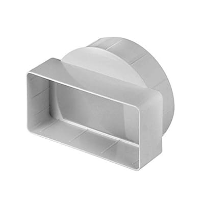 Vlakke kanaalverbinder voor ventilatiekanalen 55x110 mm op ronde buis Ø 100 mm - Wit