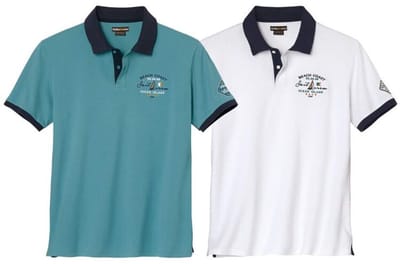 ATLAS FOR MEN - Set van 2 polo’s van piquéstof met borduursels - Heren - Verkrijgbaar in grote maten - 4XL