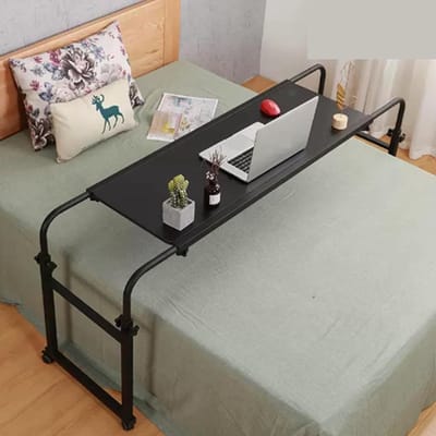 Bedtafel Met Wielen - Laptop Tafel - Werken En Eten - In Hoogte Verstelbaar - 120 x 46 cm - Zwart