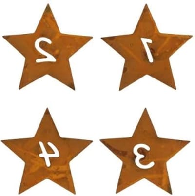 Set van 4 Kaarspluggen Sterren Figuren 1-4 Rustkleurige Metalen Adventskaarsen Accessoires Decoratie voor Feestdagen en Kerstdecoratie
