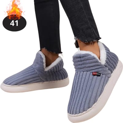 Nivard Warme Pantoffels - Sloffen - Slippers - Dames - Heren - Pluche - Maat 41 - Lichtgrijs