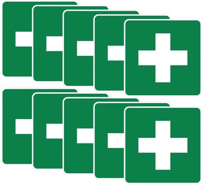 Store_7 - Eerste Hulp Kit Stickers - Zelfklevende Vinyl Stickers - 10 Stuks - Waterdicht en Wasbaar - 7x7 cm - Voor Binnen en Buiten