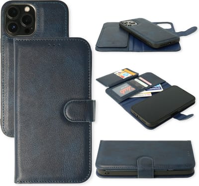 Casemania Hoesje Geschikt voor Apple iPhone 13 - Blauw - 2 in 1 Luxe Kunstlederen Portemonnee Book Case met Extra Vakken