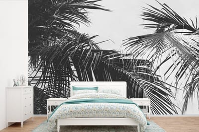 Behang - Fotobehang Palmbladeren - Natuur - Vintage - Palmboom - Breedte 525 cm x hoogte 350 cm