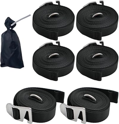 Trekbanden Set - Spanbanden Luifel - Outdoor Bevestiging - Verstelbare Lengte - 6 Stuks - Zwart