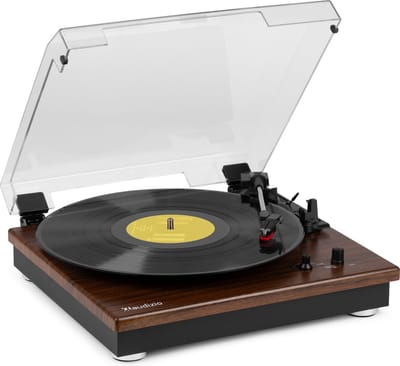 Platenspeler met Bluetooth IN/OUT en Ingebouwde Speakers - Audizio RP112D - Retro - Darkwood