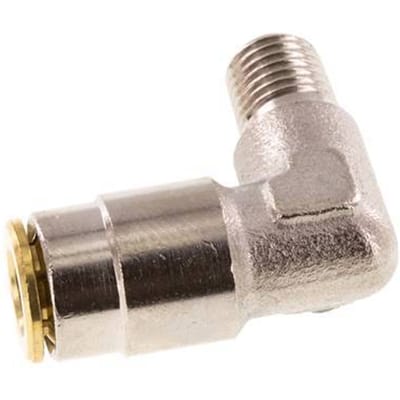 6mm x M 8 x 1 (conical) 90 graden L-verbinding Messing Insteekfitting Buitendraad Hoge Druk NBR [2 Stuks]