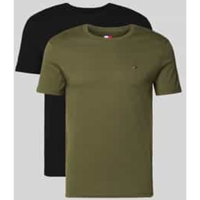 Tommy Hilfiger Xslim 2-pack Jersey T-shirts Black/dark Greenery Größe: XXL | Basic T-Shirts Outlet | Herren | Schwarz