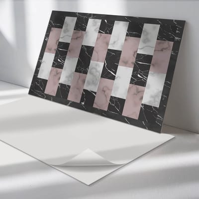 Wallfluent Vinyl Wandpaneel - Marmeren tegelpatroon Wandpaneel PVC - 100 cm x 50 cm - Zwart Vinyl Wandpaneel - Set van 1 - Rechthoekig Wandbekleding Vinyl - Texturen Wandpaneel - Zelfklevend Wandpaneel - Wandpaneel Keuken en Badkamer