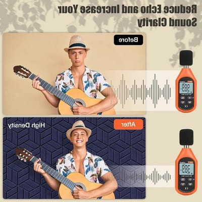 Akoestische panelen - Geluidsisolatie platen - Ruimte verbeteren - Zelfklevend zeshoekig - 12 stuks - Donkerblauw