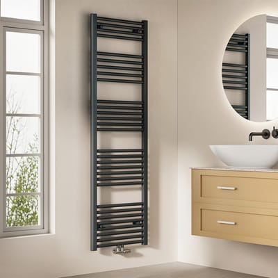 EMKE Handdoekradiator - 160x50 cm - 654 W - Mat Antraciet - CV Badkamer Radiator - Midden/ Zij- Aansluiting