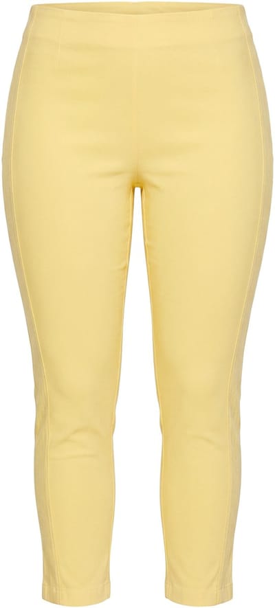 MIAMODA - Dames - Bengaline broek elastische Slim Fit metallic print - Sorbet geel - Maat 42
