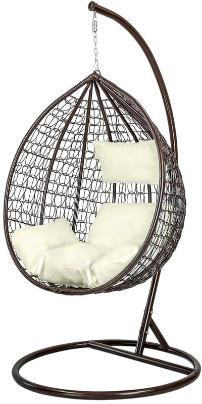 Hangstoel - Ei Stoel met Frame - Bruin-Beige - Tot 125 kg - UV- en Weerbestendig