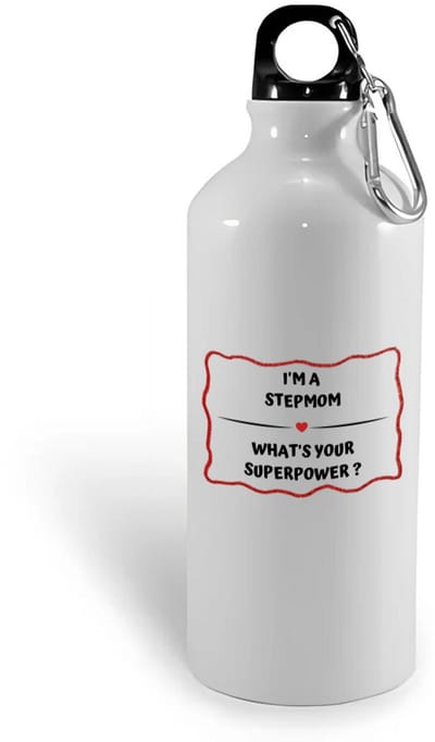 Hacebo® - I'm a stepmom what's your superpower? waterfles - Mama - super stiefmoeder - Moeder cadeautjes - moederdag - verjaardag - geschenk - kado - water fles - 400ML
