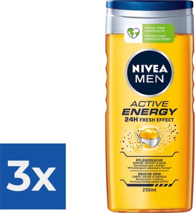 Nivea Men Douchegel Active Energy 250ml - Voordeelverpakking 3 stuks