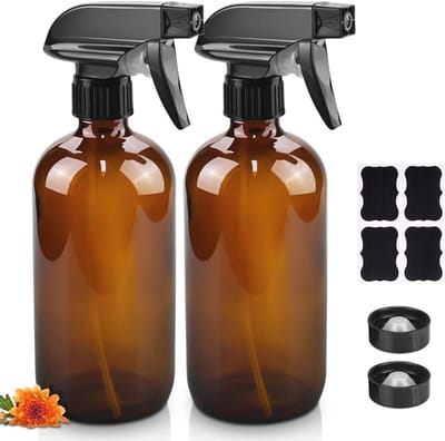 Navulbare glazen spuitflessen 16 oz - Ideaal voor reiniging, tuinieren, aromatherapie en meer (2 stuks)