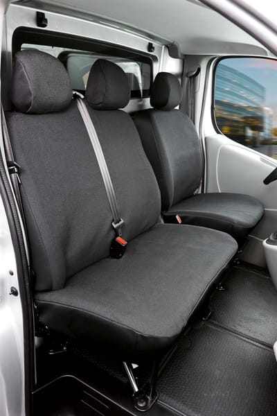 Walser Autostoelhoes Transporter Fit van stof antraciet geschikt voor Opel Vivaro - Renault Traffic - Nissan Primastar - Einzel- & - Dubbele Bank