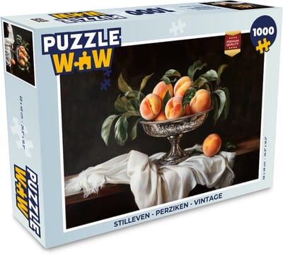 Puzzel Stilleven - Perziken - Vintage - Legpuzzel - Puzzel 1000 stukjes volwassenen