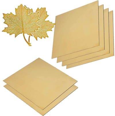 Set van 6 messing platen 50 x 50 mm, 0.5 mm dik, ideaal voor knutselen, bewerken en maatwerk