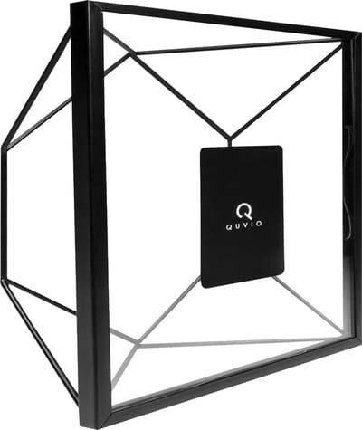 QUVIO Fotolijst - Fotoalbum - Fotoboek - Foto - Fotokader - Wanddecoratie - Fotolijst - Fotolijsten voor 1 - Fotolijstje - Hexagon - Vierkant - Staal - Glas - 6,5 x 15 x 15 cm (lxbxh) - Zwart