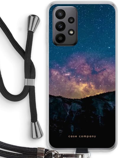 Case Company® - Hoesje met koord geschikt voor Samsung Galaxy A23 hoesje met Koord - Travel to space - Telefoonhoesje met Zwart Koord - Bescherming aan alle Kanten en Over de Schermrand