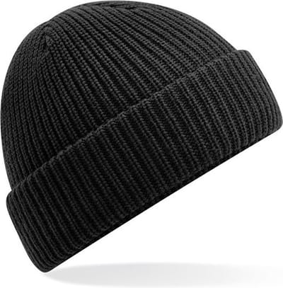 Beechfield Beanie wintermuts - zwart - 100% acryl - dames - extra warm door extra fleece laag - damesmuts