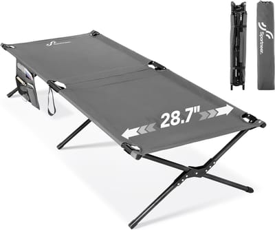 Opvouwbaar Kampeerbed - Logeerbed Volwassenen - Buiten Ontspannen - Robuuste 6-Poten Constructie - 198 x 73 cm - Donkergrijs