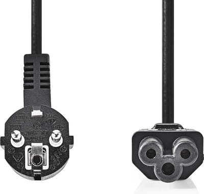 Nedis Stroomkabel - Type F (CEE 7/7) Male - IEC-320-C5 - Gehoekt - Recht - Vernikkeld - 2.00 m - Rond - PVC - Zwart - Doos