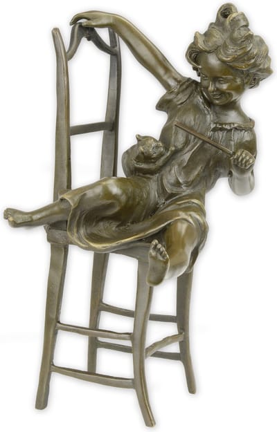 Decoratief Beeld - Bronzen Vrolijke Kat - Brons - Wexdeco - Brons - 13.2 X 10.5 Cm