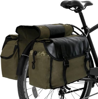 KZQ Waterdichte Dubbele Fietsentas Voor Achterdrager Met Zijvakken - Geschikt Voor Mountainbikes En Fietstochten - Canvas Stof - Groen